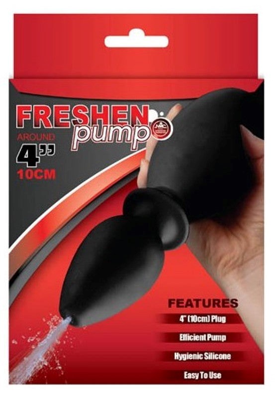 Freshen Pump Black 10cm Anal Plug Douche - - Anal Cleansing