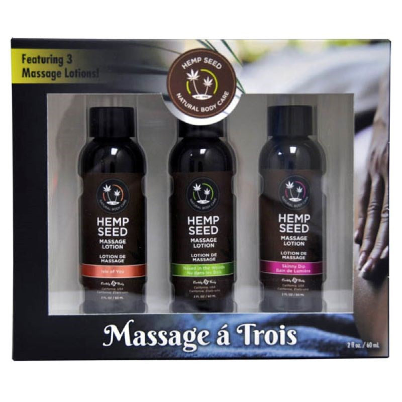 Hemp Seed Massage A Trois Scented Massage Lotion Kit - - Water Based Lubes