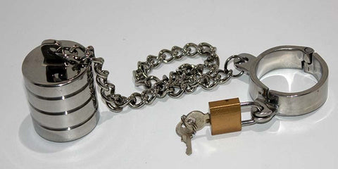 Hung Low Steel Ball Stretcher by Hell's Couture - Ball and Cock Toys