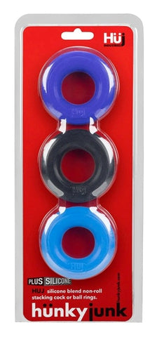HUJ3 C-Ring 3 Pack Multi Colour by Hunkyjunk - Cock Rings
