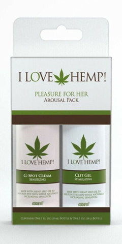 I Love Hemp Pleasure for Her Arousal Pack by Doc Johnson - Delay and Excite Sprays