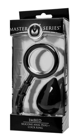Imbed L Silicone Anal Plug and Cock Ring by XR Brands - Cock Rings