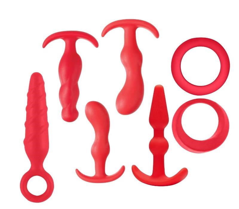 Jovial 7 Piece Anal Kit Red - - Butt Plugs