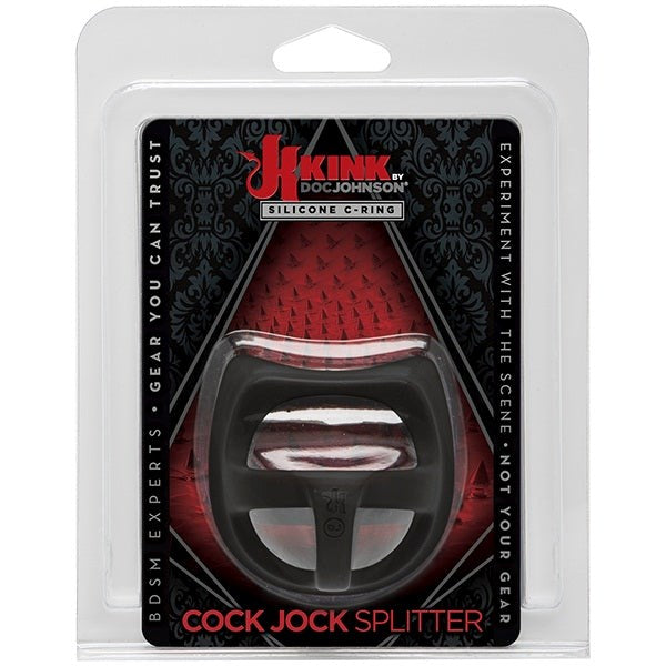 Kink Cock Jock Silicone Splitter Black - - Cock Rings