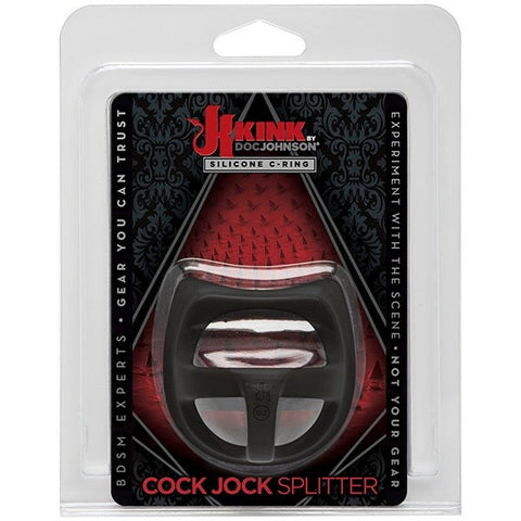 Kink Cock Jock Silicone Splitter Black by Doc Johnson - Cock Rings