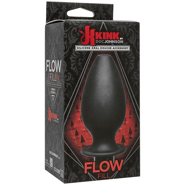 Kink Flow Fill Silicone Anal Douche Accessory Black - - Enemas and Douches