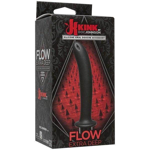 Kink Flow Silicone Anal Douche Accessory Extra Deep Black - - Enemas and Douches