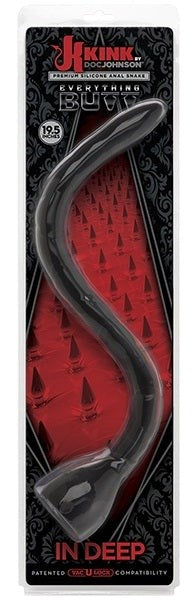 Kink in Deep Silicone Anal Snake Black - - Anal Dildos