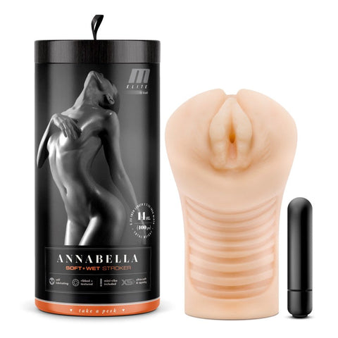 M Elite Soft and Wet Annabella Vibrating Vagina Stroker - Masturbators and Strokers