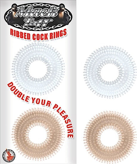 Mack Tuff Ribbed Cock Rings Clear and Smoke - - Cock Rings