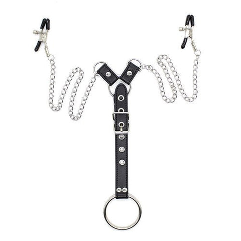 Nipple Clamps and 38 mm Cock Ring by BDStyle - Cock Rings