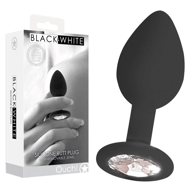 OUCH! BW Silicone Butt Plug with Removable Jewel - - Butt Plugs