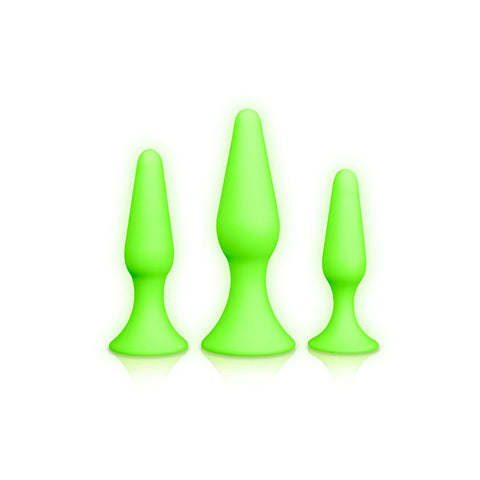 Ouch Glow In Dark Butt Plug Set by Shots Toys - Butt Plugs
