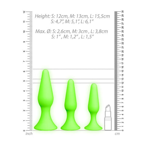 Ouch Glow In Dark Butt Plug Set by Shots Toys - Butt Plugs