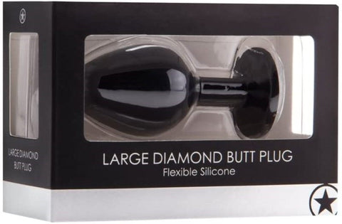 Ouch! Large Diamond Butt Plug Black by Shots Toys - Butt Plugs