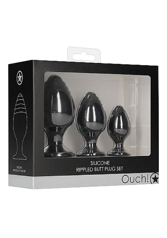 Ouch! Rippled Butt Plug Set - - Butt Plugs