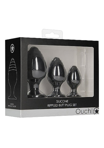 Ouch Rippled Butt Plug Set by Shots Toys - Butt Plugs