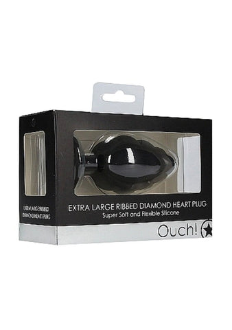 OUCH! XL Ribbed Diamond Heart Plug by Shots Toys - Butt Plugs