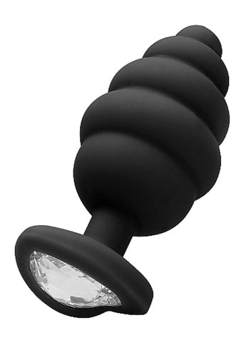 OUCH! XL Ribbed Diamond Heart Plug by Shots Toys - Butt Plugs