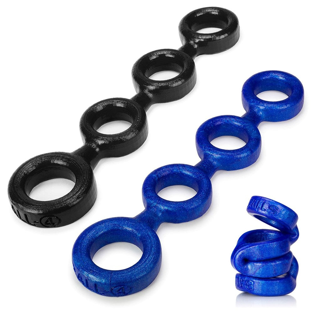 Oxballs 4-Ball Cock Ring With 3 Ballstretcher O/S - - Cock Rings