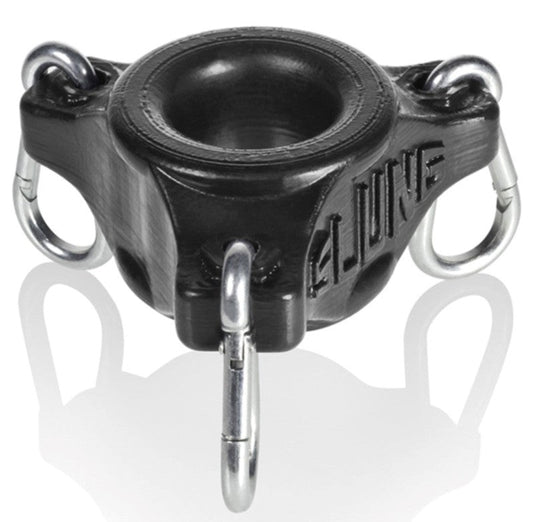 Oxballs Slung Ballstretcher With 3 Carabiners Black - - Stretchy Cock Rings