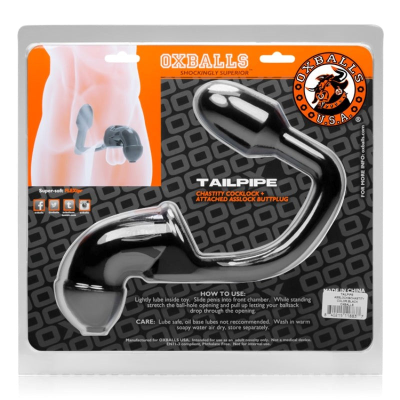 Oxballs Tailpipe Chastity Cocklock Plus Asslock - - Male Chastity