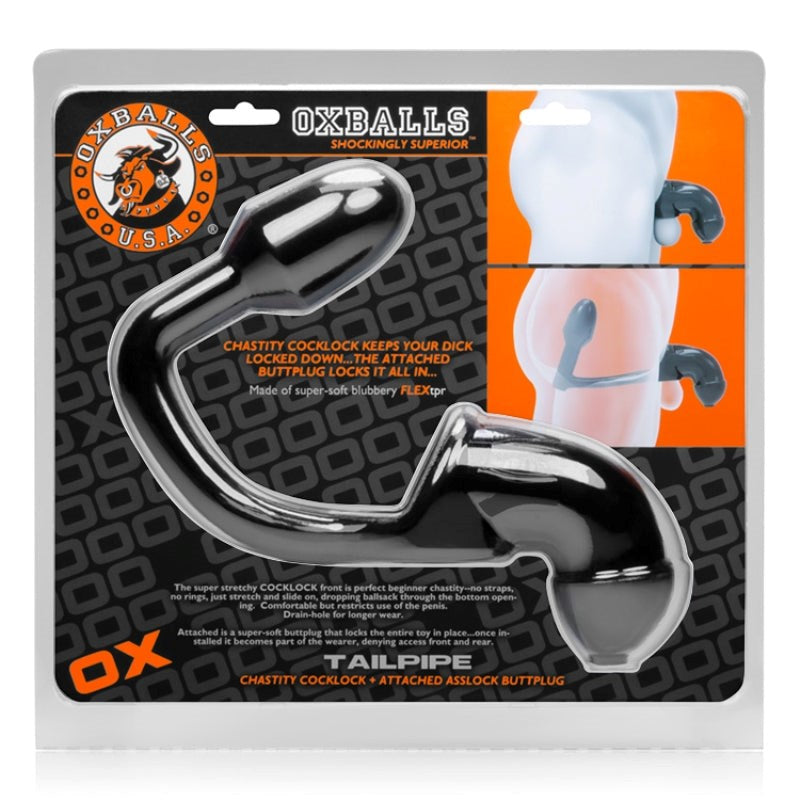 Oxballs Tailpipe Chastity Cocklock Plus Asslock - - Male Chastity