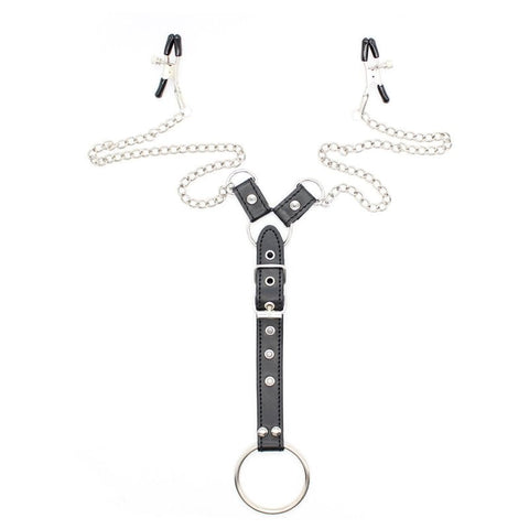 Penitentiary Nipple Clamps and Cock Ring Set by XR Brands - Nipple and Clit Clamps