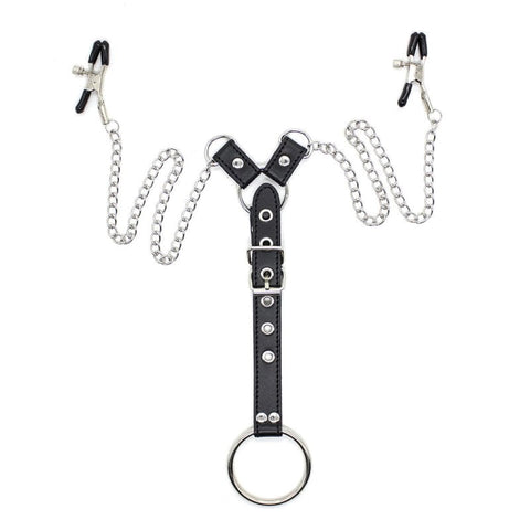 Penitentiary Nipple Clamps and Cock Ring Set by XR Brands - Nipple and Clit Clamps