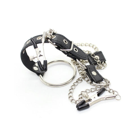 Penitentiary Nipple Clamps and Cock Ring Set by XR Brands - Nipple and Clit Clamps