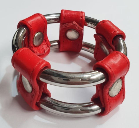 Plain Tube Steel Double Cock Ring Red by Hell's Couture - Cock Rings