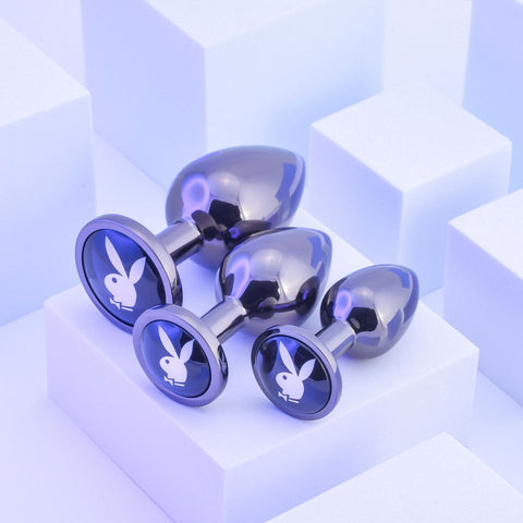 Playboy Pleasure 3 WAYS Metal Butt Plugs Set of 3 Sizes - Butt Plugs