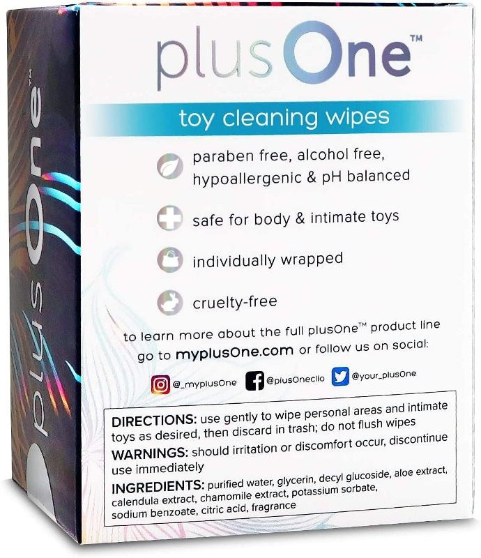 PlusOne Toy Cleaning Wipes - - Adult Toy Cleaner