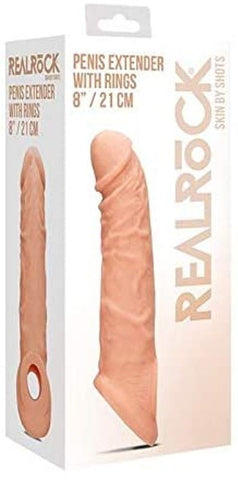RealRock 8 Inch Penis Extender with Rings by Shots Toys - Pumps, Extenders and Sleeves