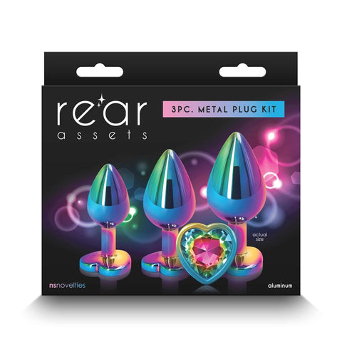 Rear Assets Trainer Kit Multicolor Heart Butt Plug - Butt Plugs