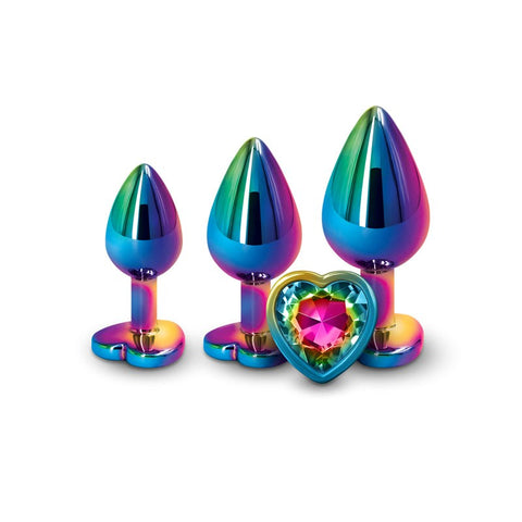 Rear Assets Trainer Kit Multicolor Heart Butt Plug - Butt Plugs