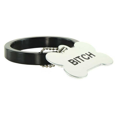 Aluminum Cock Ring With 4 Dog Tags by XR Brands - Cock Rings