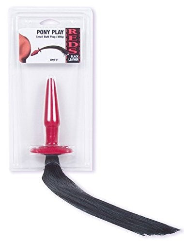 Red - - Butt Plugs s Black Leather Pony Play Whip Small - - Butt Plugs