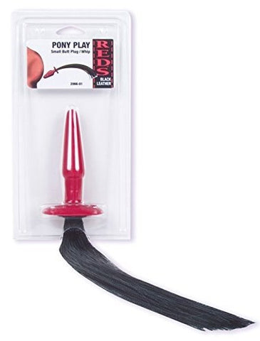 Reds Black Leather Pony Play BDSM Whip Small - Butt Plugs