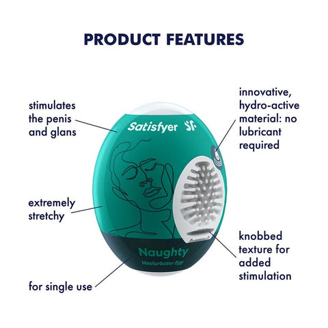 Naughty Male Pleasure Masturbator Egg by Satisfyer - Masturbators and Strokers