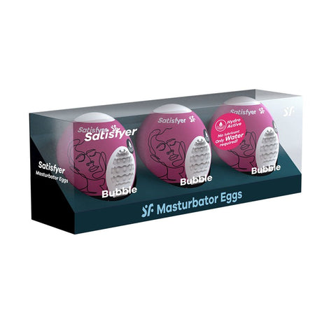 Bubble 3 Piece Male Masturbator Egg Set by Satisfyer - Masturbators and Strokers