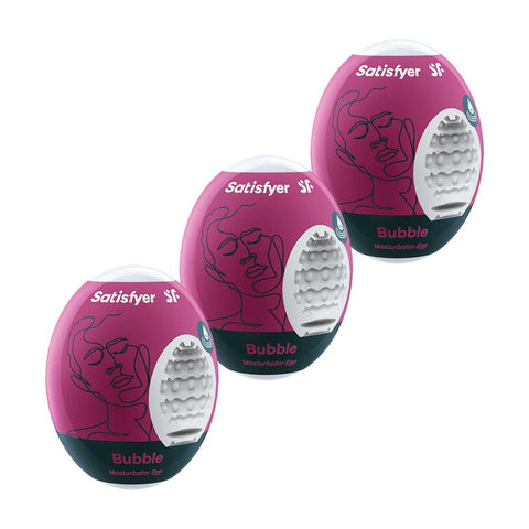 Bubble 3 Piece Male Masturbator Egg Set by Satisfyer - Masturbators and Strokers
