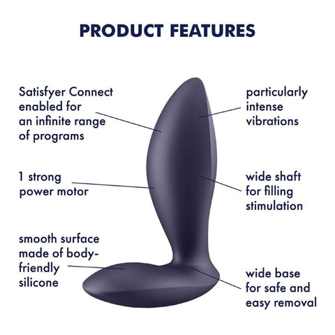 Power Plug USB Rechargeable Butt Plug with App Control - Anal Vibrators