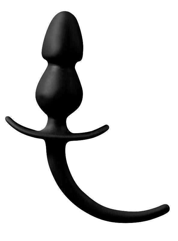 Shove Up 4 Black Silicone Butt Plug with Tail - - Butt Plugs