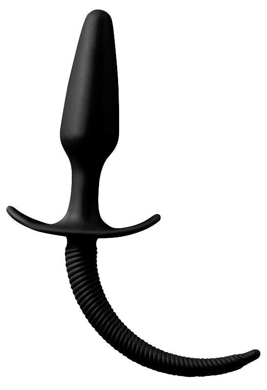 Shove Up 4 Inch Silicone Butt Plug with Tail Black - - Butt Plugs