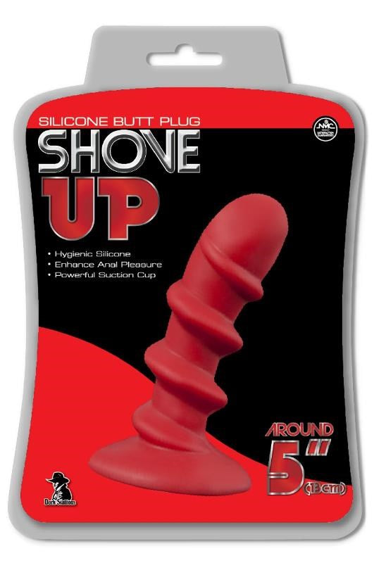 Shove Up 5 Silicone Butt Plug with Suction Cup Red - - Butt Plugs