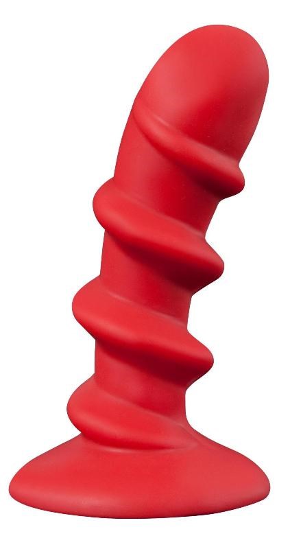 Shove Up 5 Silicone Butt Plug with Suction Cup Red - - Butt Plugs