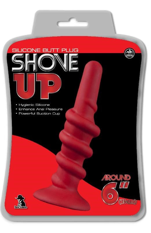 Shove Up 6 Silicone Dong With Suction Cup Red - - Butt Plugs