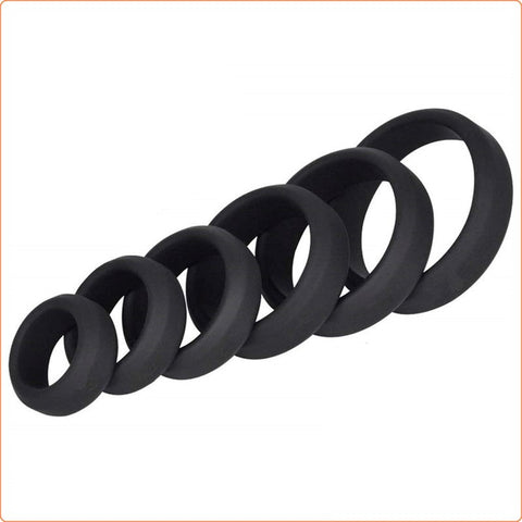 Silicone Cock Ring Set 6 Pieces by BDStyle - Stretchy Cock Rings
