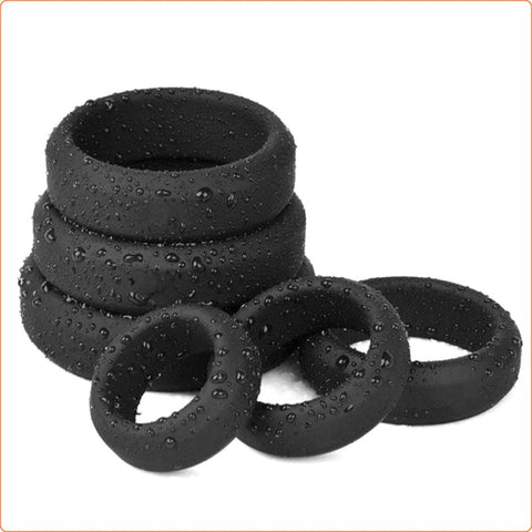 Silicone Cock Ring Set 6 Pieces by BDStyle - Stretchy Cock Rings